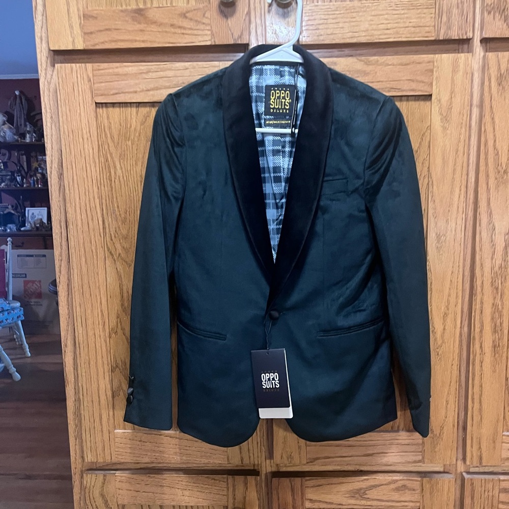 OppoSuits Rich Green Velvet Kids Dinner Jacket
